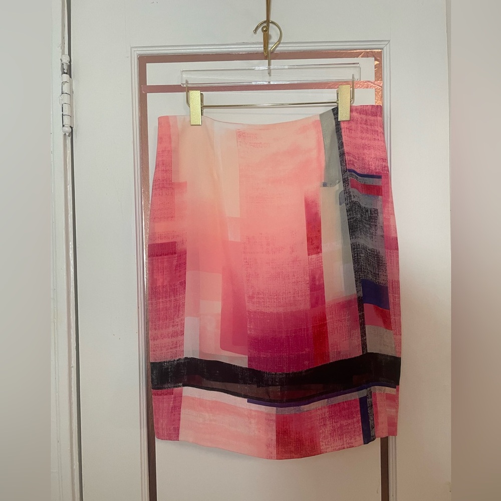 White House/ Black Market Pink Multi Skirt